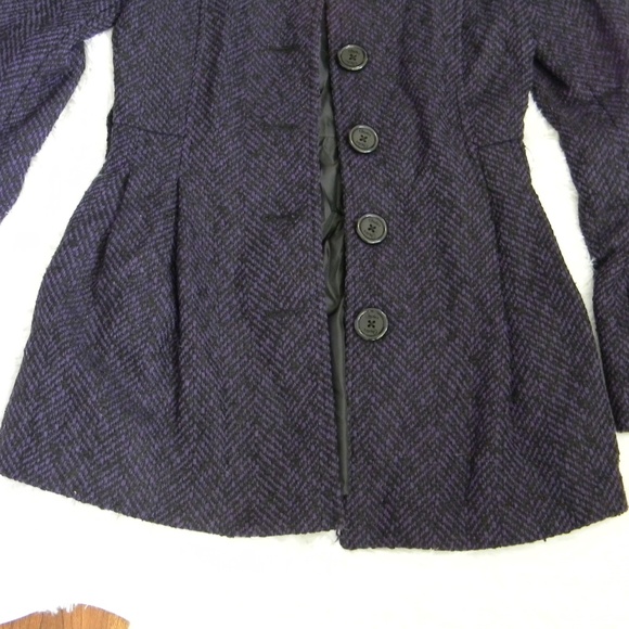 Dark Purple & Black Candies Pea Coat - Picture 7 of 8